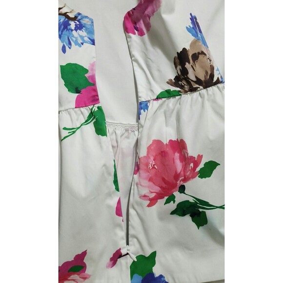 Kate Spade New York "Blooms" Stretch Cotton Peplum Top Size 8 Floral - Picture 15 of 16